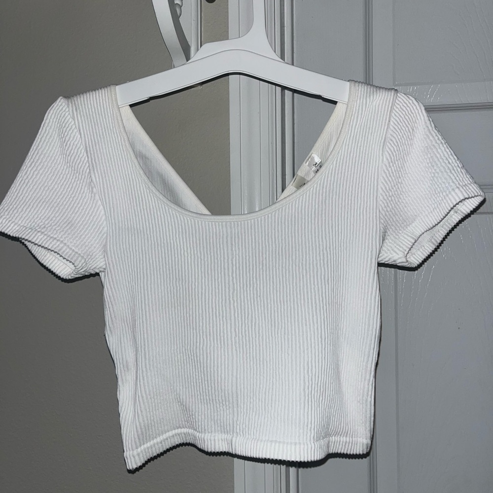 White Ribbed Women's Top